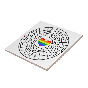 SlipperyJoe's pride maze heart arrow puzzle labyri Ceramic Tile