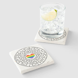 SlipperyJoe's pride maze heart arrow puzzle labyri Stone Coaster