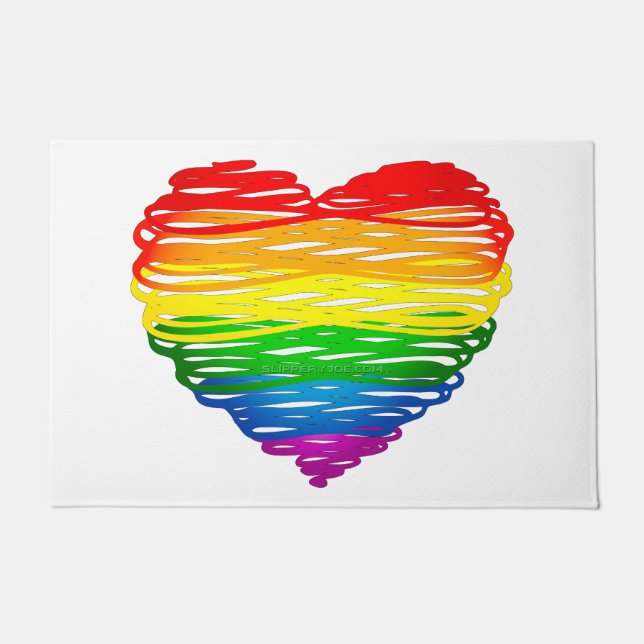 SlipperyJoe's pride scribbled heart shape drawing  Doormat (Front)