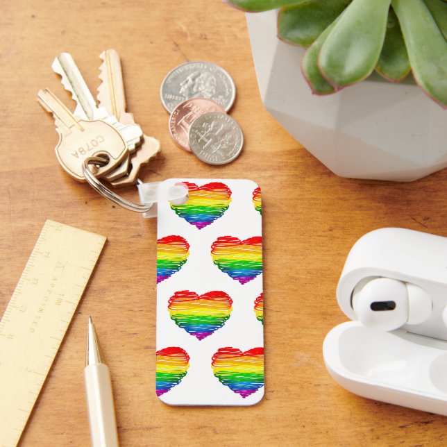 SlipperyJoe's pride scribbled heart shape drawing  Key Ring (Desk)