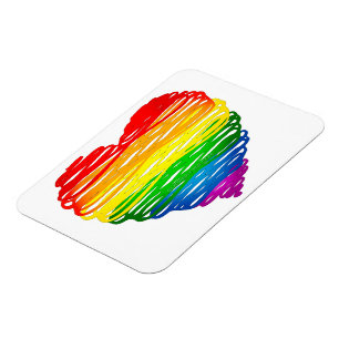 SlipperyJoe's pride scribbled heart shape drawing  Magnet