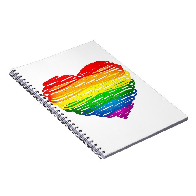 SlipperyJoe's pride scribbled heart shape drawing  Notebook (Right Side)