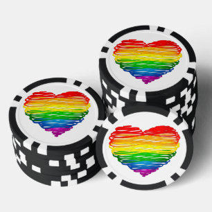SlipperyJoe's pride scribbled heart shape drawing  Poker Chips