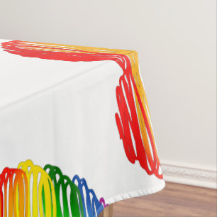 SlipperyJoe's pride scribbled heart shape drawing  Tablecloth