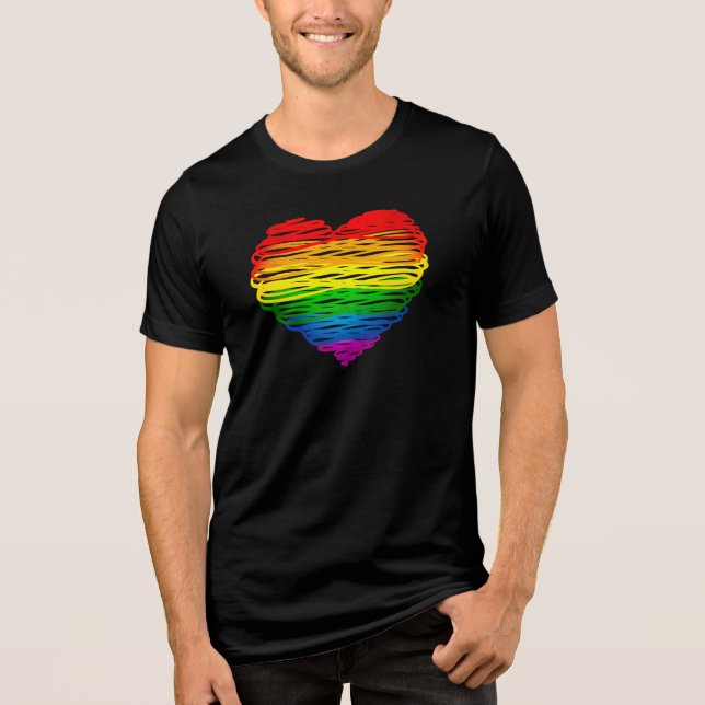 SlipperyJoe's pride scribbled heart shape drawing  Tri-Blend Shirt (Front)