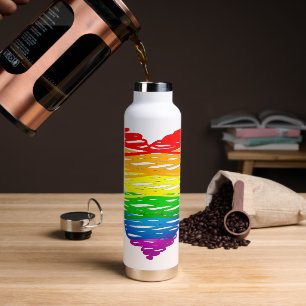 SlipperyJoe's pride scribbled heart shape drawing  Water Bottle
