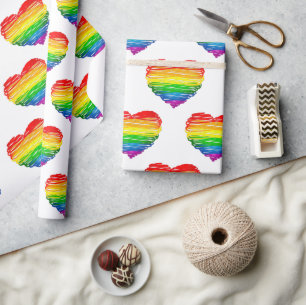 SlipperyJoe's pride scribbled heart shape drawing  Wrapping Paper