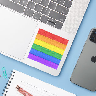 SlipperyJoe's pride wooden flag horizontal rainbow