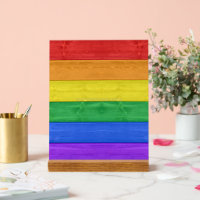 SlipperyJoe's pride wooden flag horizontal rainbow