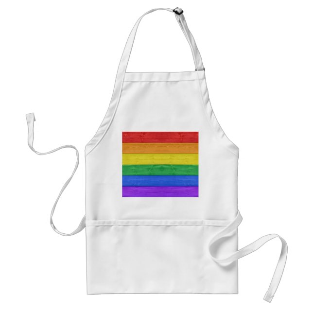 SlipperyJoe's pride wooden flag horizontal rainbow Standard Apron (Front)