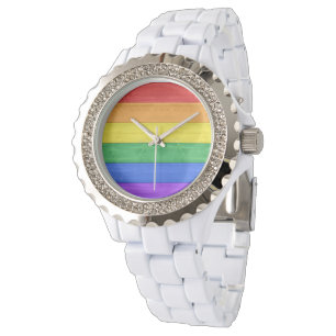 SlipperyJoe's pride wooden flag horizontal rainbow Watch