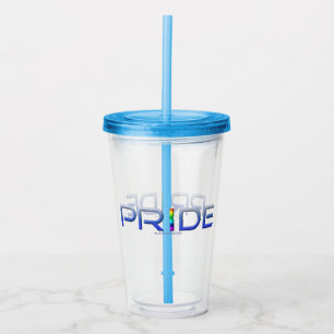 SlipperyJoe's pride word metallic letters radiates Acrylic Tumbler