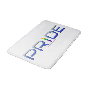 SlipperyJoe's pride word metallic letters radiates Bath Mat