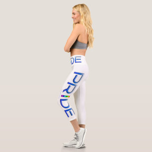 SlipperyJoe's pride word metallic letters radiates Capri Leggings