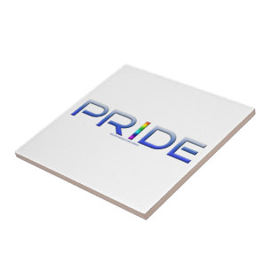 SlipperyJoe's pride word metallic letters radiates Ceramic Tile