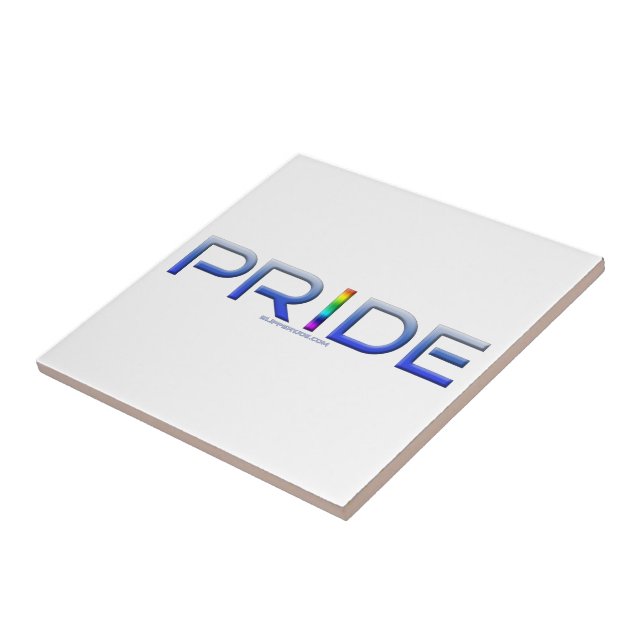 SlipperyJoe's pride word metallic letters radiates Ceramic Tile (Side)