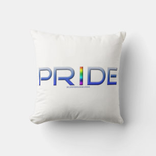 SlipperyJoe's pride word metallic letters radiates Cushion