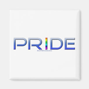 SlipperyJoe's pride word metallic letters radiates Magnet