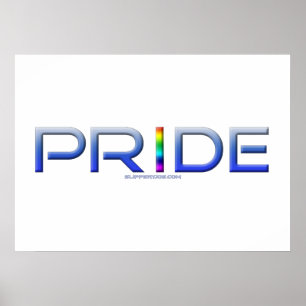 SlipperyJoe's pride word metallic letters radiates Poster