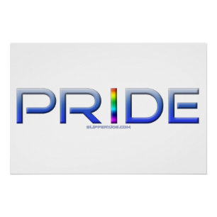 SlipperyJoe's pride word metallic letters radiates Poster