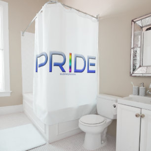 SlipperyJoe's pride word metallic letters radiates Shower Curtain