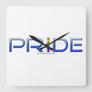 SlipperyJoe's pride word metallic letters radiates Square Wall Clock