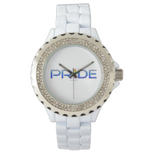 SlipperyJoe's pride word metallic letters radiates Watch