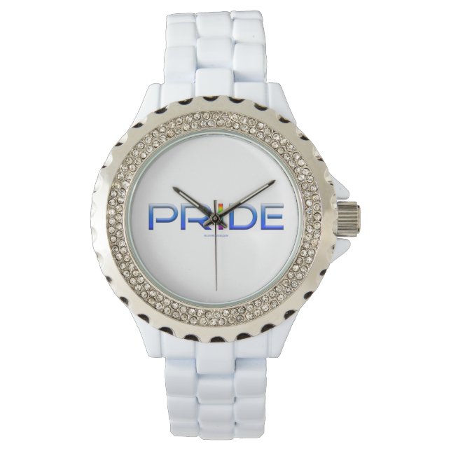 SlipperyJoe's pride word metallic letters radiates Watch (Front)