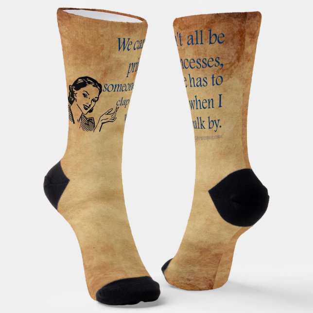 SlipperyJoe's Princess clap walking funny 50s vint Socks (Angled)