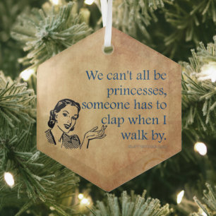 SlipperyJoe's princesses clap vintage poster retro Glass Tree Decoration
