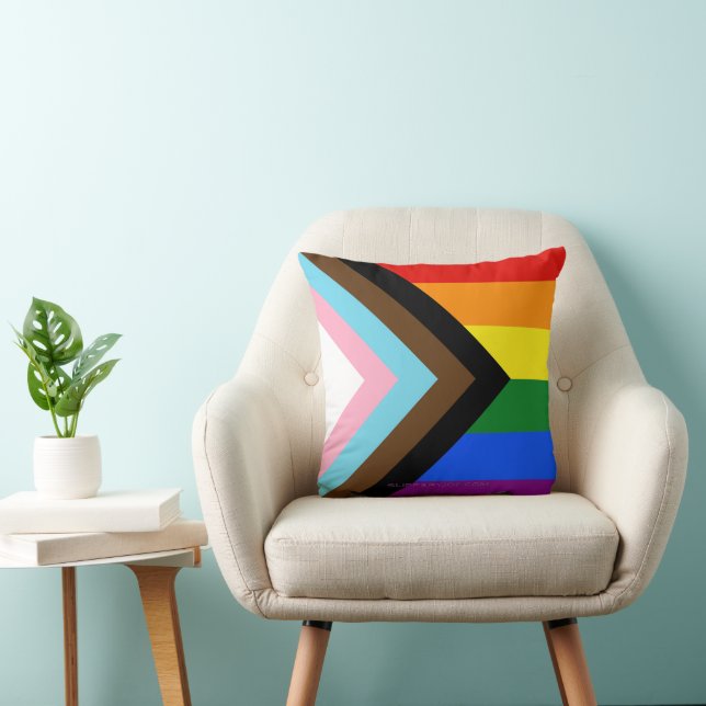 SlipperyJoe's Progress Pride Flag gay gifts LGBTQI Cushion (Chair)