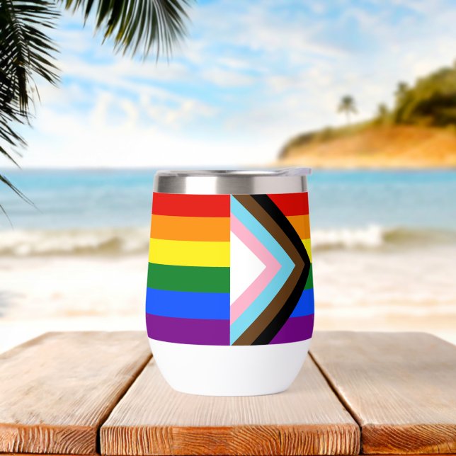 SlipperyJoe's Progress Pride Flag six classic hori (Beach)