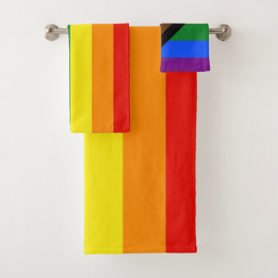 SlipperyJoe's Progress Pride Flag six classic hori Bath Towel Set