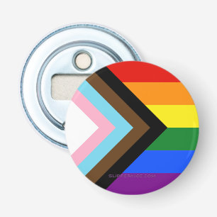 SlipperyJoe's Progress Pride Flag six classic hori Bottle Opener