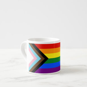 SlipperyJoe's Progress Pride Flag six classic hori Espresso Cup