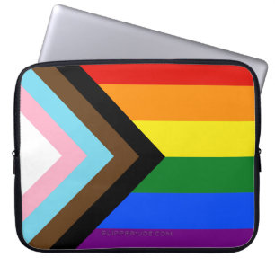 SlipperyJoe's Progress Pride Flag six classic hori Laptop Sleeve
