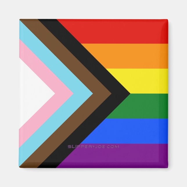SlipperyJoe's Progress Pride Flag six classic hori Magnet (Front)