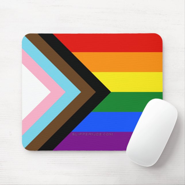 SlipperyJoe's Progress Pride Flag six classic hori Mouse Pad (With Mouse)