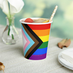 SlipperyJoe's Progress Pride Flag six classic hori Paper Cups