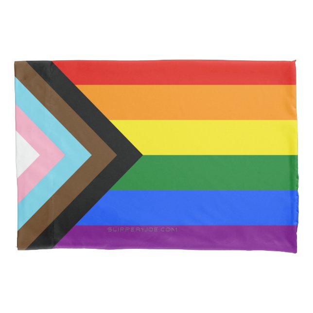 SlipperyJoe's Progress Pride Flag six classic hori Pillowcase (Front)