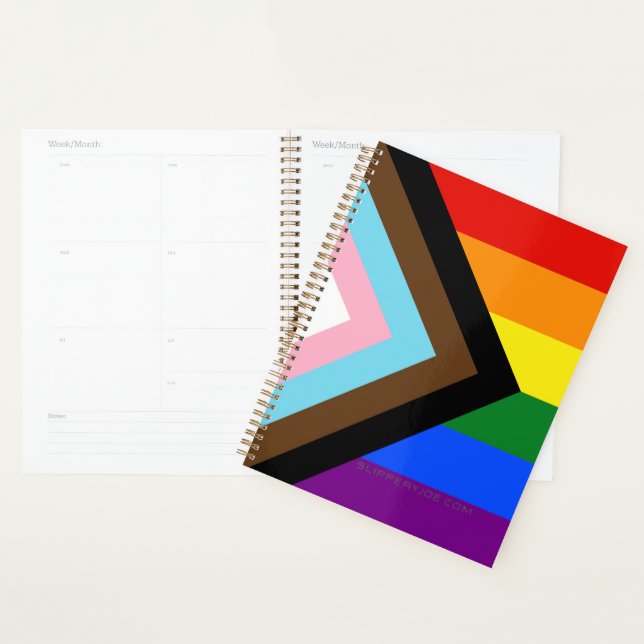 SlipperyJoe's Progress Pride Flag six classic hori Planner (Display)
