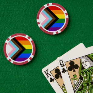 SlipperyJoe's Progress Pride Flag six classic hori Poker Chips