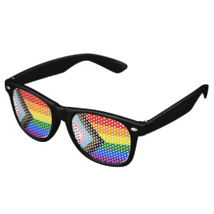 SlipperyJoe's Progress Pride Flag six classic hori Retro Sunglasses