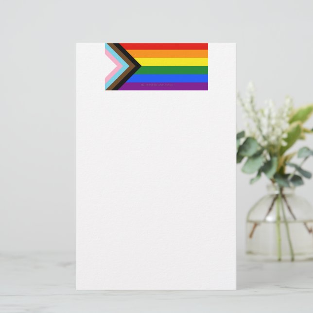 SlipperyJoe's Progress Pride Flag six classic hori Stationery (Standing Front)