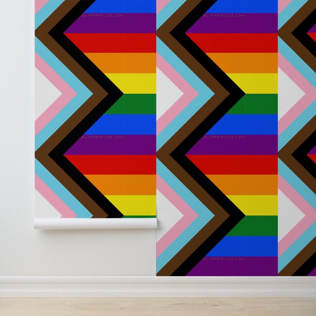 SlipperyJoe's Progress Pride Flag six classic hori Wallpaper (Application)