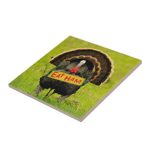 SlipperyJoe's proud turkey eat ham red wattle hang Ceramic Tile