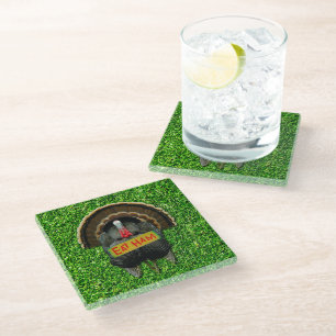 SlipperyJoe's proud turkey eat ham red wattle hang Glass Coaster