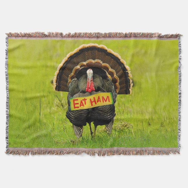 SlipperyJoe's proud turkey eat ham red wattle hang Throw Blanket (Front)