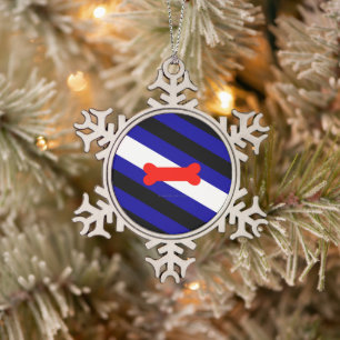 SlipperyJoe's puppy play pride flag express kink i Snowflake Pewter Christmas Ornament