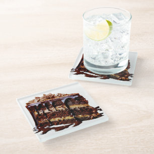 SlipperyJoe's pure chocolate cake decadence rich s Glass Coaster